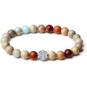 Naturelles 8mm Pierres Bracelet Pr&eacute;cieuses Deavec Cristal Bangle En Perles Avec Pendentif En Argent Sterling 925 Pendentif Double Bonheur - Neuf