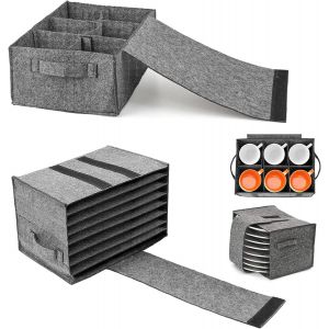 Sjzg-Porte-Assiettes En Feutre,2 Pi&egrave;ces Range Assiette Camping Car Pour 8 Assiettes Et 6 Tasses,Porte Tasse En Feutre Vaisselle Camping Accessoire Pour Caravanes, Voyage, Gadget, Armoires De Cuisine - Neuf