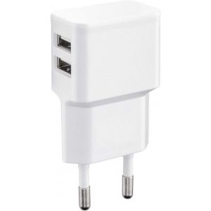 KALANKA-Chargeur Secteur Dual USB Charger 12W / 2400mA Pro Series Universelle adaptée pour téléphone Portable, Smart Watch, Powebank et Enceinte Bluetooth, avec 90°Angulaire USB Socket, Blanc - Neuf