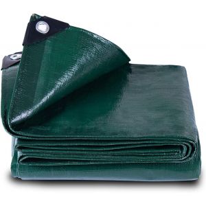 Lbgwp60-Grande Bâche Imperméable - 6 X 6 M - 150 G/M² - Résistante Aux Intempéries - Avec ?illets - En Polyéthylène - Pour Bûches De Bois - Vert - Neuf