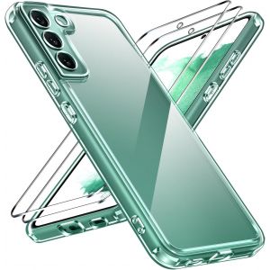 Anti-Jaunissement Hd Clair Coque Pour Samsung Galaxy S22+ 5g / S22 Plus 5g Avec 2 Pièces Verre Trempé, [Protection Militaire] Transparente Étui De Protection Antichoc Mince Bumper Housse - Neuf