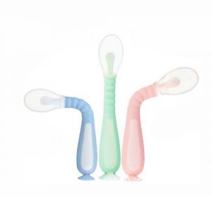 3 Pcs Bébé Cuillères - Pliable Design Pour L'auto-Alimentation Des Tout - Petits Ustensiles - Bébé Cuillères De Sevrage - Molle De Silicone De Catégorie Comestible - Neuf