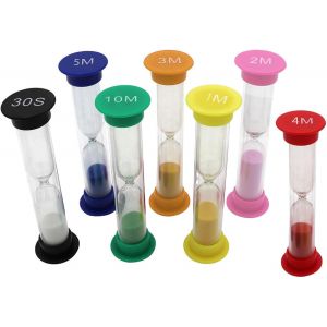 Checarzhn--No1-Lot De 7 Sabliers En Plastique Pour Enfants, 30 Secondes, 1 Min, 2 Minutes, 3 Minutes, 4 Minutes, 5 Minutes, 10 Minutes Pour Se R Les Dents, Cuisiner, Jouer - Neuf