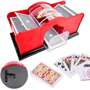M&eacute;langeur de Cartes Manuelle,Brasseur de Carte,Melangeur de Carte Manuelle,Mixeur de Cartes,2 Jeux,Manivelle,Mixeur Manuel pour Cartes &agrave; Jouer Jusqu'&agrave; 91 mm - Neuf