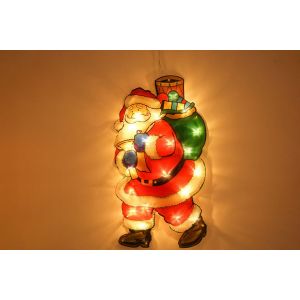 Guirlande lumineuse LED de No&euml;l - D&eacute;coration silhouette P&egrave;re No&euml;l, bonhomme de neige et sapin de No&euml;l - Neuf