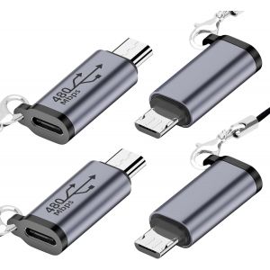 KALANKA-Adaptateur USB C vers Micro USB (Lot de 4), Adaptateur Type-C Femelle vers Micro USB Mâle Compatible avec Samsung Galaxy S8/S8+ et Les Périphériques Micro USB - Neuf