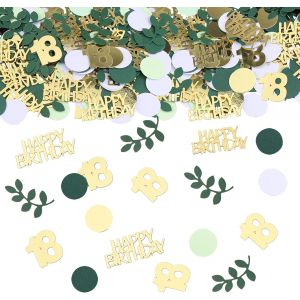 Lot de 200 confettis verts pour 18 ans - D&iquest;&iquest;coration de table - 18 ans - D&iquest;&iquest;coration d'anniversaire - 18 confettis Happy Birthday - D&iquest;&iquest;coration de 18 ans - D&iquest;&iquest;coration de table - Neuf