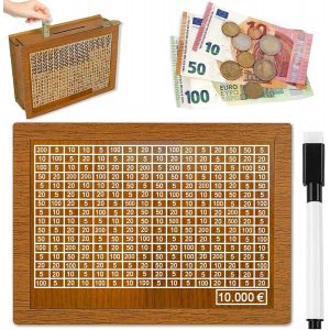 Tirelire En Bois,Numérique Tirelire Avec Stylo Effaçable,Avec Objectif D'épargne Et Chiffres À Cocher Tirelire Avec Compteur Pour Aider Les Enfants À Commencer À Economiser.[Q67] - Neuf