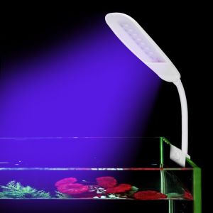 Hjlian Mini Lampe Led Usb A Pince Pour Aquarium, Avec Prise Us 100-240 V (Lumiere Bleu-Blanc) - Neuf