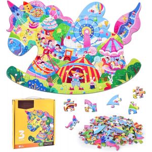 MDY-Puzzle Enfant, 128 Pièces Puzzle Animaux, Jouet Puzzles pour Fille et Garçon, Jouet éducatif Enfant, Cadeau Jouet de 4 5 6 7 8 9 10 Ans (C) - Neuf