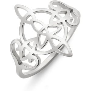Yemaesre-Bague N?ud De Sorcières En Acier Inoxydable Bague N?ud Magique Symbole Païen Wiccan Bague N?ud Triangle C Ique De Sorcellerie Pour Femmes Charmeuses - Neuf