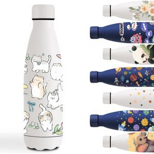 Kalanka-Gourde Isotherme 500ml, Bouteille Isotherme Avec Chat, Facile À Nettoyer, Gourde Enfant Garde Au Froid Pendant 24 Heures/Chaud Pendant 12 Heures, Bouteille D'eau Pour L'école, Bureau, Sports - Neuf