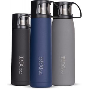 Cmws-Bouteille Isotherme Follow 450ml, 700ml, 1l | Gourde Thermo Acier Inoxydable | Ideal Pour Caf&eacute; Et Th&eacute; Avec Gobelet, Tasse | Boissons Chaudes Ou Froides Au Travail, Voyage, Ecole - Neuf