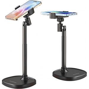 Support T&iquest;&iquest;l&iquest;&iquest;phone,Porte Telephone R&iquest;&iquest;glable sous Plusieurs Angles,Support Smartphone T&iquest;&iquest;lescopique pour Prise de Vue au Sommet,Support Telephone Bureau pour iPhone/Android etc - Neuf