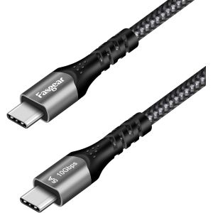 TYE-Câble USB C vers Type C, câble de charge rapide USB 3.1 Type C Gen 2, alimentation 100W 20V/5A, transfert de données 10Gbit/s, sortie vidéo 4K à 60Hz, compatible USB C appareils (50cm, Noir) - Neuf