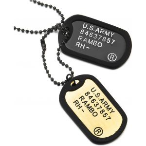 Kal-Classique Deux Pi&egrave;ces Militaire Arm&eacute;e Dogtag Avec Silicone - Pendentif Collier Homme - Avec 70cm Cha&icirc;ne De Boule - Neuf