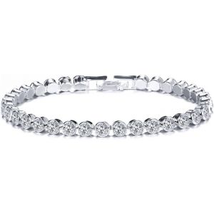 Eryi-Nhq Bijoux Femme,Bracelet Argent Femme,Bracelet Réglable Cristal,Bracelet Tennis,Bracelet Tennis Argent,Bracelet Zirconium Cristal,Cadeau Femme,Cadeau Anniversaire Femme,Cadeau Noel - Neuf