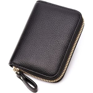 KALANKA-1 Pcs Porte Cartes De Crédit,Portefeuilles et Porte Carte Homme Cuir Fermeture Eclair,Porte Cartes Bancaire,Range Carte Bancaire,Pochette Anti Piratage RFID,Avec 11 Emplacements Pour Cartes,N - Neuf