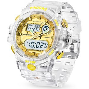 Nbgcm-Montre Femmes Montre Digital Sport Pour Femmes Adolescentes,Lumière Led 7 Couleurs,Grand Écran Analogique Digital Montre Étanche Avec Alarme,Chronomètre,Carillon Horaire Montres Multifonctions - Neuf