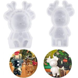 2 Morceaux De Cerf Moule En R&eacute;sine De No&euml;l Elk R&eacute;sine &Eacute;poxy De Coul&eacute;e Du Moule F&ecirc;te De No&euml;l D&eacute;coration - Neuf