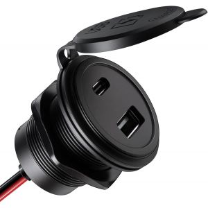 Aluminium Prise Usb C 12V Encastrable, Double Prise 12 Volt Voiture Pd & Qc Chargeur Usb &Eacute;tanche Pour Bateau Marine Camping-Car Camion Caravane, Sans Led 1 Pi&egrave;ce - Neuf