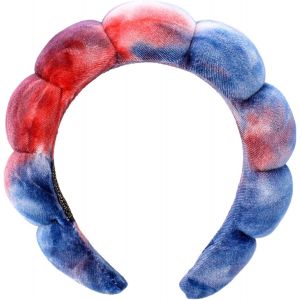Kal-Bandeaux De Spa Multicolores Pour Femme, Bandeau En Éponge Douce, Lavage Du Visage, Soin De La Peau, Bijoux De Cheveux, Bandeau Cosmétique, Bandeau Épais Pour Le Quotidien, Bleu Rouge - Neuf