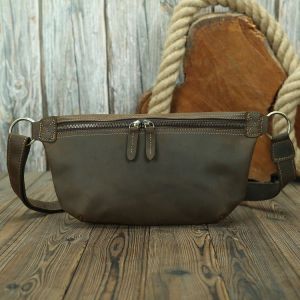 Sac à bandoulière vintage en cuir véritable pour homme, sacoche Crazy Horse Deep Summer, sacoche à bandoulière en cuir de vachette, sacoche tendance - Neuf