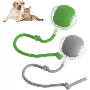 2pc Jouets &Agrave; Balle Roulante Interactifs, Rechargeables, Actifs, Chat, Chien, Mat&eacute;riaux Durables Et S&ucirc;rs (Vert + Gris) - Neuf