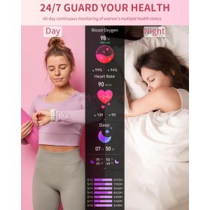 Montre Connect&eacute;e Femme avec Appel Bluetooth Smartwatch pour Android iOS Montre Connect&eacute;e Tendance Podometre Calories Sommeil Fr&eacute;quence Cardiaque Fonction F&eacute;minine 100+ Modes Sportifs Or Rose - Neuf
