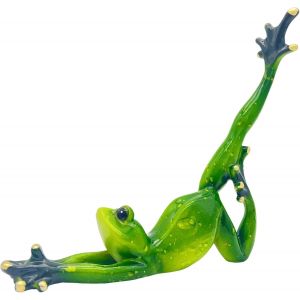 Statue de grenouille yoga, id&eacute;e de d&eacute;coration amusante en r&eacute;sine, sculpture de grenouille artisanale, d&eacute;coration de bureau, de salle de bain, cadeau pour femme (grenouille extensible) - Neuf