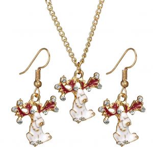 Ensemble De Bijoux Tendance En Alliage Pour Femme, Collier, Boucles D'oreilles, Accessoire De Noel (Elan) - Neuf