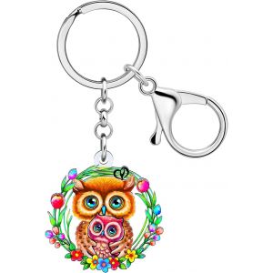 KAL-Cadeaux De F&ecirc;te Des M&egrave;res Pour Maman Porte-Cl&eacute;s En Acrylique Anime Monkey Fox Bunny Cat Pour Femmes Filles Portefeuille Porte-Cl&eacute;s De Voiture Anneaux De Porte-Cl&eacute;s - Neuf