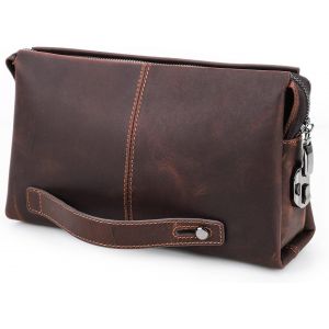 CMJAAGUR-Porte-Monnaie Pour Homme En Cuir Véritable Avec Fermeture Éclair Pour Carte D'Identité, Téléphone, Porte-Monnaie, Porte-Monnaie (Café1)[M605] - Neuf