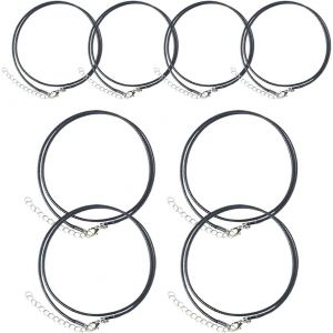 Kal-Collier De Cha&icirc;ne De Corde En Cuir Noir, 45/60cm Corde Tress&eacute; Collier,Noir Cordon Cuir Pour Pendentif Homme Femme - Neuf