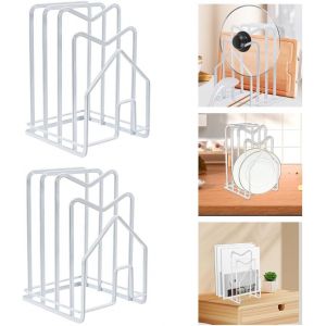 Sjzg-2 Pcs Porte Planche &Agrave; D&eacute;couper M&eacute;tal Support Planche &Agrave; D&eacute;couper Blanc Porte Planche &Agrave; D&eacute;couper Porte Couvercle Casserole Rangement Planche &Agrave; Decouper Pour Cuisine Stokage Assiette Vaisselle - Neuf