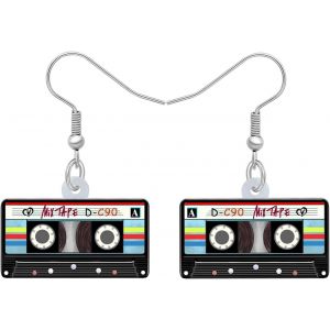 Kal-Acrylic Fun Vintage Boucles D'oreilles Cassette Tape Radio Bijoux R&eacute;tro Pour Femmes Filles 80s 90s Cadeaux Nostalgiques F&ecirc;te Favors - Neuf