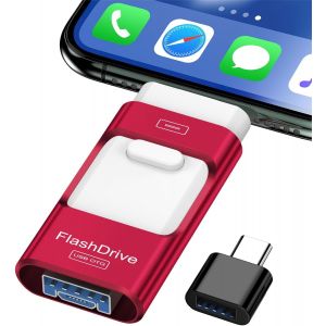 BNHGO-Clé USB 256 Go, Extension de Cle Mémoire Externe, Clé Photo, Lecteur Flash pour iOS et Android, Ordinateur, Pc, Photos/Vidéos/Fichiers Copiés en Un Clic (Rouge) - Neuf