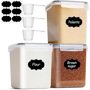 Ulteronixshop-Boite Hermetique Alimentaire 2,5 L Lot De 3, Boites Avec Couvercle Herm&eacute;tique Pour Cuisine Et Placard, Boite Alimentaire Plastique Pour Farine, Riz, Muesli Et C&eacute;r&eacute;ales Boite Cereales - Neuf
