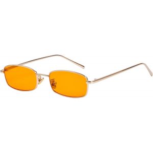 Lunettes De Soleil Rectangulaires Classiques Rétro Fines Monture En Métal Verres Vintage Rectangle Couleur Bonbon Lunettes De Soleil - Neuf