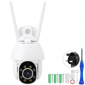 Camera de securite exterieure PTZ IP WiFi 1080P HD couleur, etanche, vision nocturne infrarouge (prise britannique) - Neuf