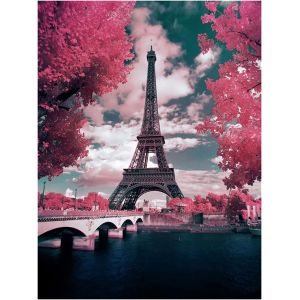Ayuhr-5d Tableau Diamant Tour Eiffel Diy Peinture Diamants Tour Eiffel 5d Diamant Peinture Complète Bricolage Cristal Strass Broderie Photos Art Artisanat Pour La Décoration Muraleàla Maison(30x40 Cm - Neuf