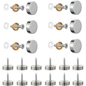 Checarzhn--No1-Lot De 20 Vis En Acier Inoxydable Brossé Avec Cache-Vis Décoratifs De 12 Mm Pour Miroirs, Tables, Baignoire, Assiettes, Armoires, Panneaux En Verre - Argenté - Neuf