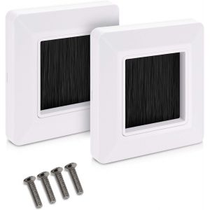 KALANKA-Plaque Murale Brosse - Lot de 2X Passe-câble Murale Sortie connecteur Audio vidéo - Prise encastrable pour Passage de câble TV HDMI Hi-FI - Neuf