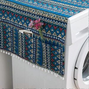 1 Paquet De Housse Anti-Poussière De Réfrigérateur Pour Machine À Laver,Housse De Four À Micro-Ondes Anti-Poussière En Coton Ménager Polyvalent Avec Sac De Rangement (Triangle Bleu) - Neuf