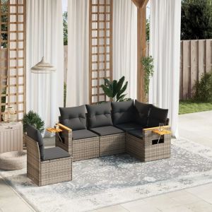 Prolenta Premium - Salon De Jardin 5 Pcs Avec Coussins Gris R&eacute;sine Tress&eacute;e - Neuf