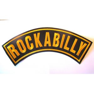 Gros Patch Banderolle Rockabilly Jaune 28x11 Cm &Eacute;cusson Dos Veste Blouson Biker Fan Rock Roll - Neuf