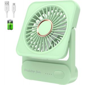 KALANKA-Ventilateur USB, Ventilateur Rechargeable 4000mAh (12h Autonomie), Mini Ventilateur Silencieux 3 Vitesses, 135° Inclinable, Puissant sans Vibrations,Ventilateur de Table pour Maison/Bureau/Vo - Neuf