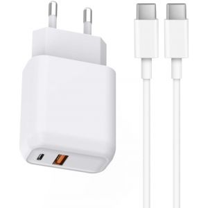 Ayu-Pack Chargeur Rapide 20w + Cable 1m Usb-C, Chargeur Secteur Double Ports Usb-A 3a + Usb-C 20w Pour Iphone 16/16pro Max/15/15pro Max/Samsung/Huawei/Xiaomi/Ipad/Lampe De Bureau Etc - Neuf