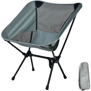 Chaise pliante portable grise pour l'extérieur, tabouret de camping pliable, siège compact et portable avec sac de transport pour la randonnée, le réveil et les voyages - Neuf