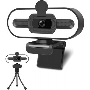 Webcam Avec Microphone À Lumière Annulaire - Caméra Web Streaming 1080P Full Hd Pro Pour Pc, Mac, Ordinateur Portable, Ordinateur De Bureau, Webcam Usb Avec Couverture De Confidentialité Et - Neuf
